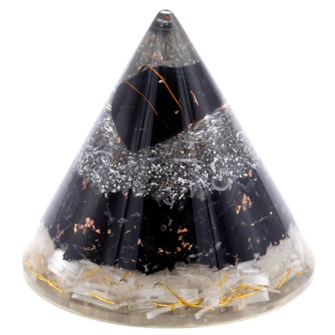 Cone Orgonite Tourmaline et Sélénite