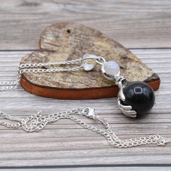 Pendentif Mains Agate noire