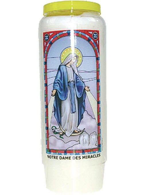 Bougie de neuvaine vitrail "Notre Dame des miracles"