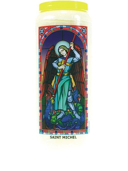 Bougie de neuvaine vitrail "Saint Michel"